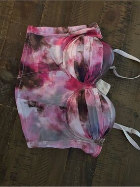 Tie-Dye Longline Strapless Bra with Convertible Straps - Pink & Brown #8